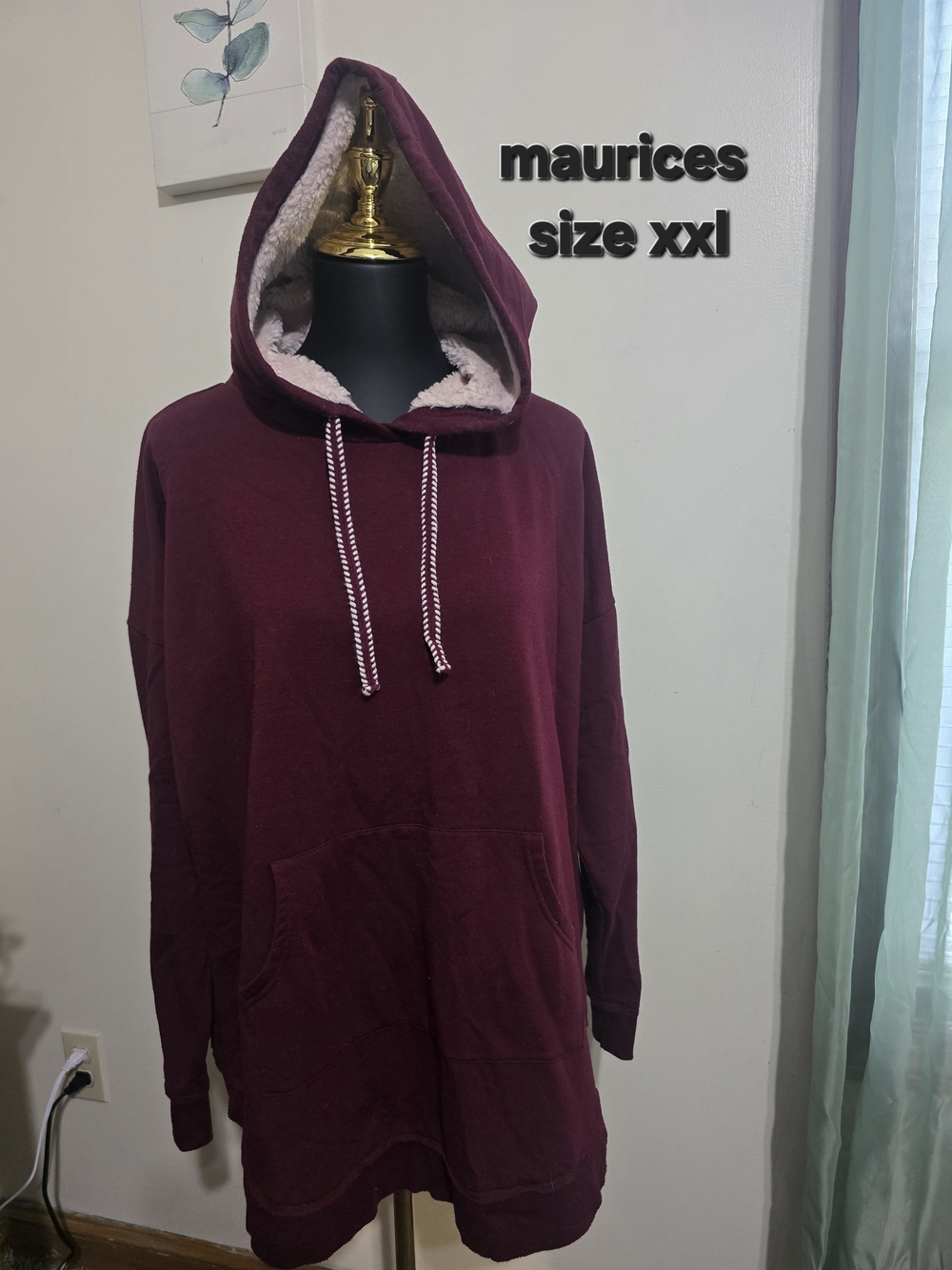 Maurices Burgundy Sherpa-Lined Zip Hoodie
